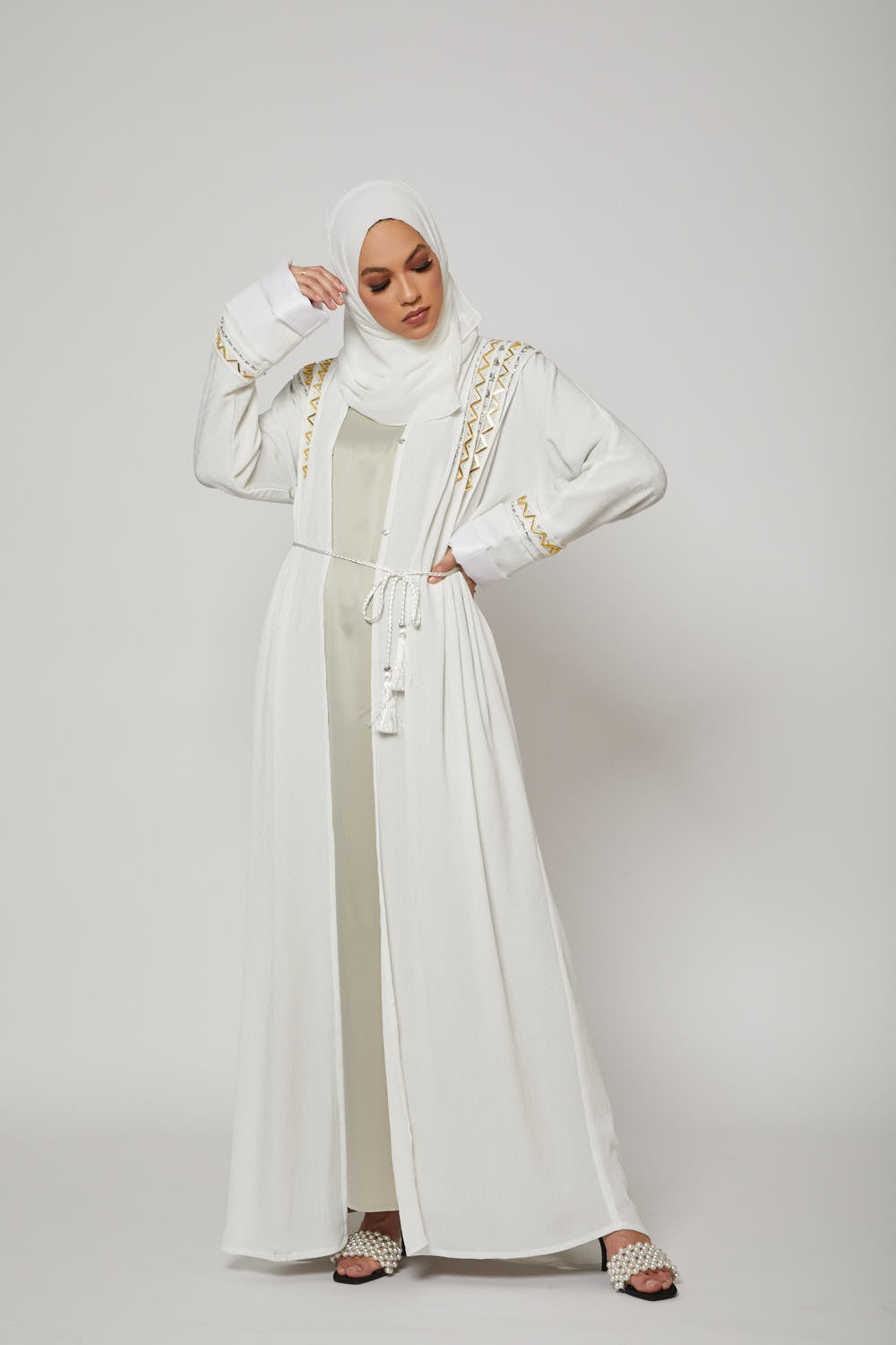 White Open Abaya